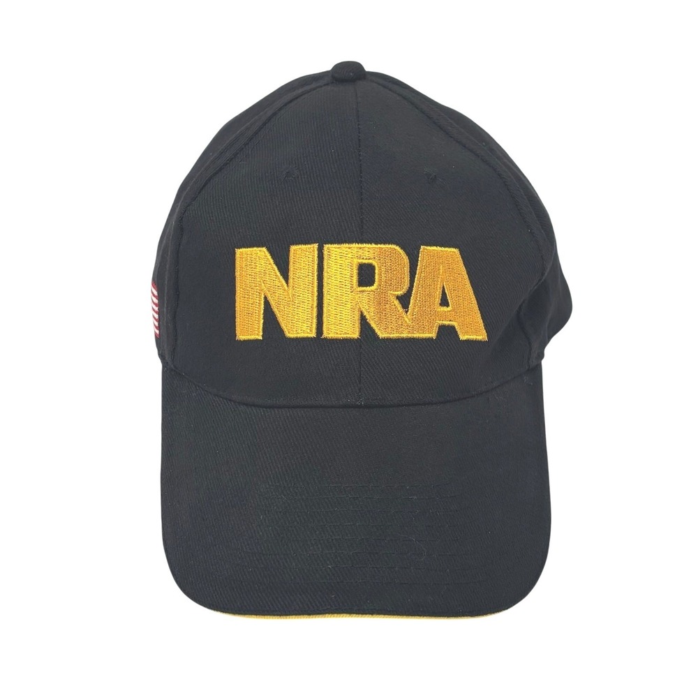 NRA Baseball Cap Mens Black‎ Yellow Embroidered Cotton Adjustable Hat US Flag